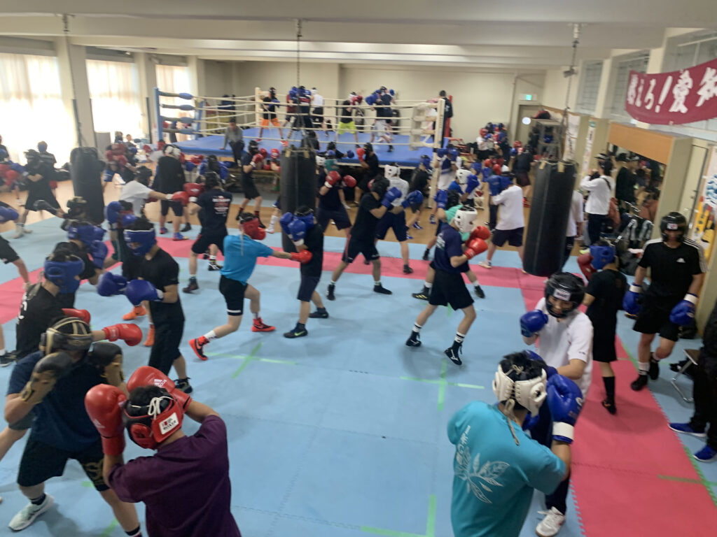 ボクシングの合同強化練習の様子